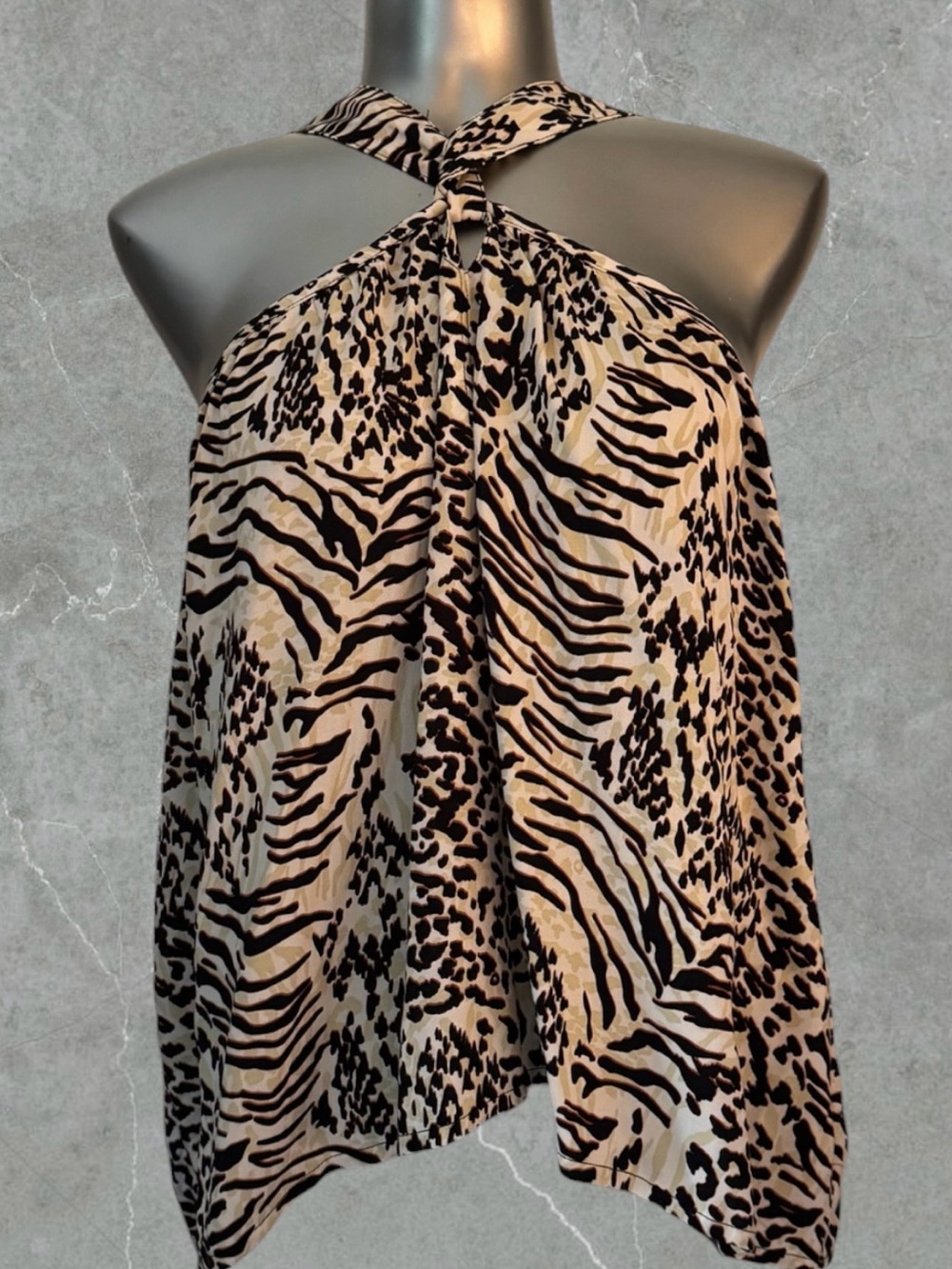 Free| Animal Print Halter Top in Tan, Black & Brown